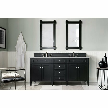 James Martin Vanities Brittany 72in Double Vanity, Black Onyx w/ 3 CM Eternal Serena Quartz Top 650-V72-BKO-3ESR